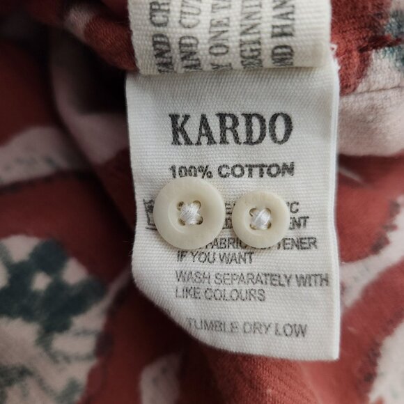 Kardo Red Rust Floral Button-Up Shirt M Cotton Cottagecore Western - Picture 6 of 11